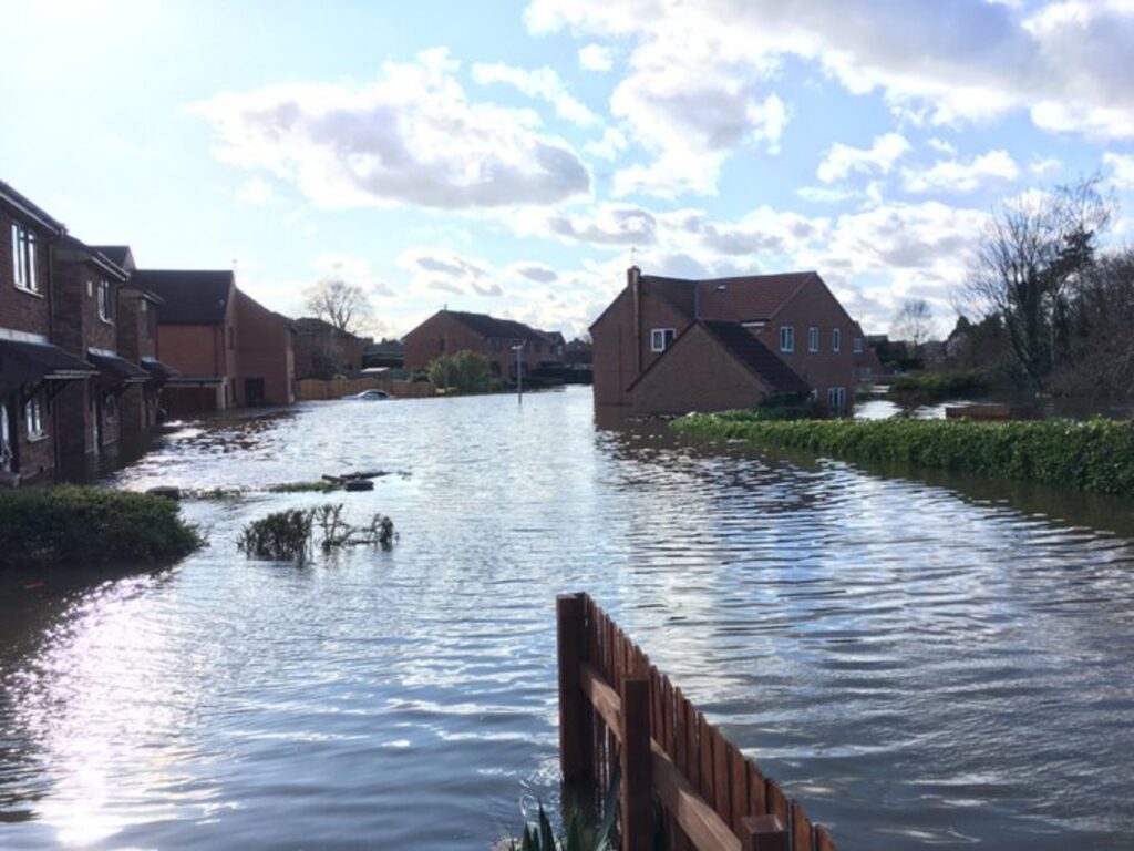 Flooded properties in East Yorkshire