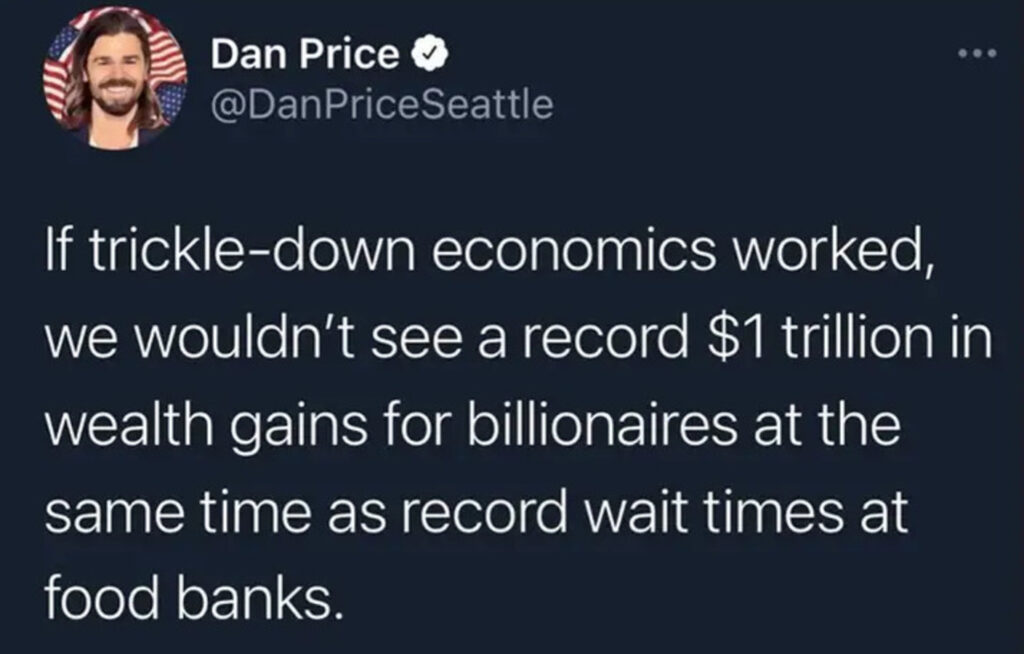 Price’s tweet about the trickle-down economy