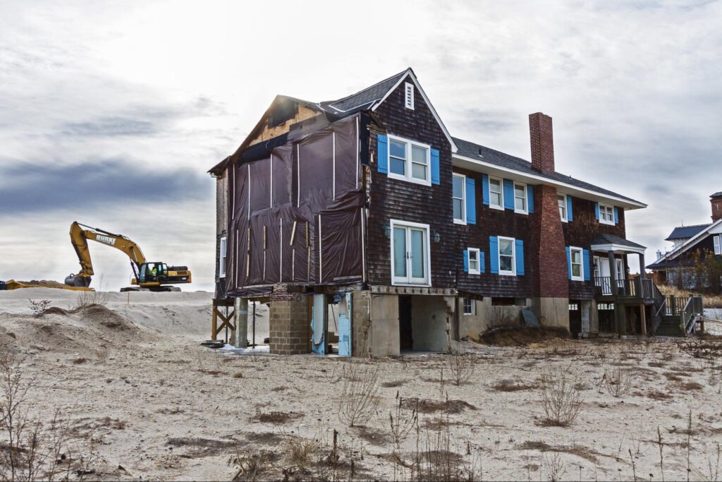 A house being reconstructed after Storm Sandy