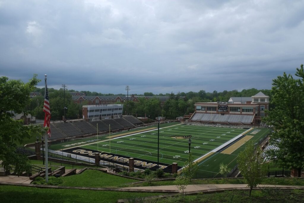 Uphill of the stadium on campus