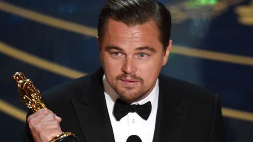 Leonardo DiCaprio accepting an award