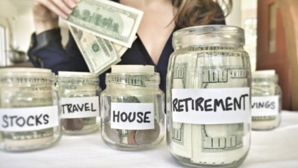 Filling money in travel, house and retirement jars