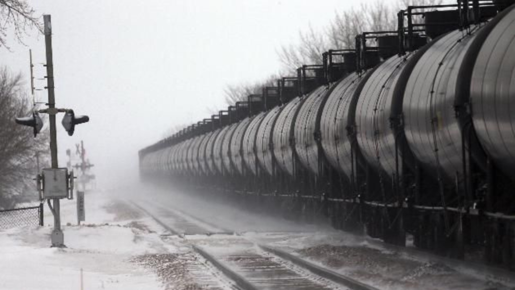 Train transporting crude oil