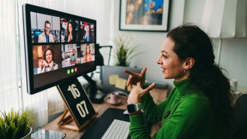 Ongoing online group meeting with a lady 