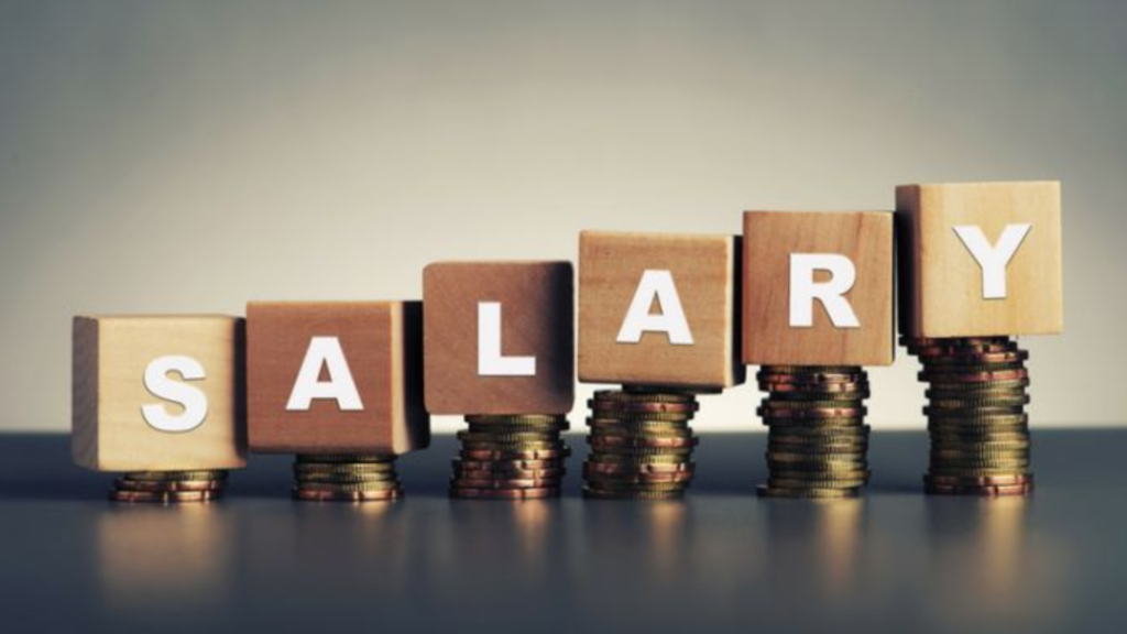 Stacks of coins with the letters to SALARY on it