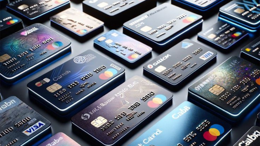 A line up of different credit cards