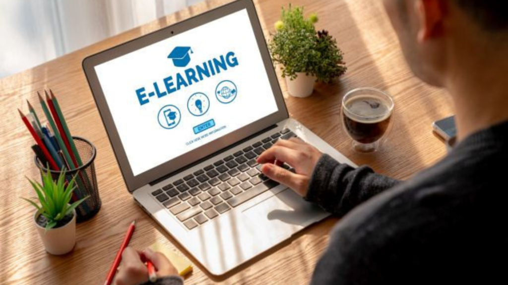 Man taking an e-learning course