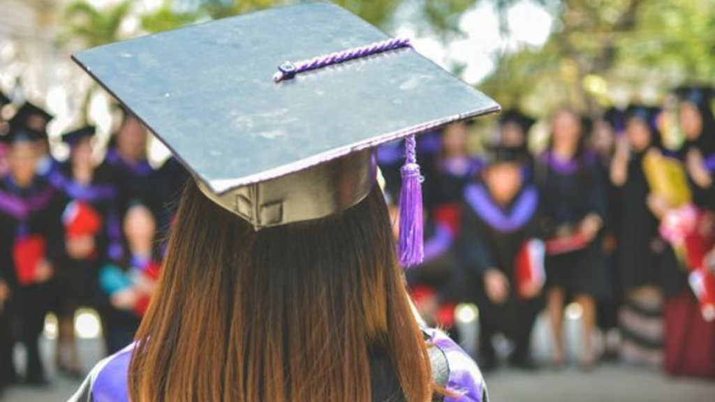 A girl at her graduation ceremony