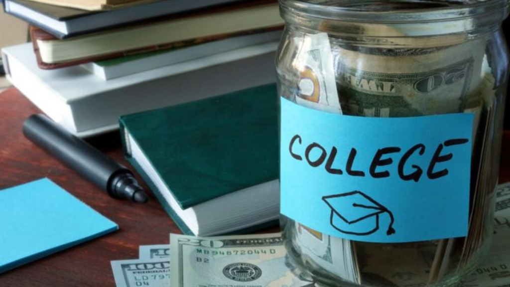 College fund contributions in a jar