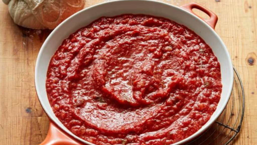 A pan of tomato sauce