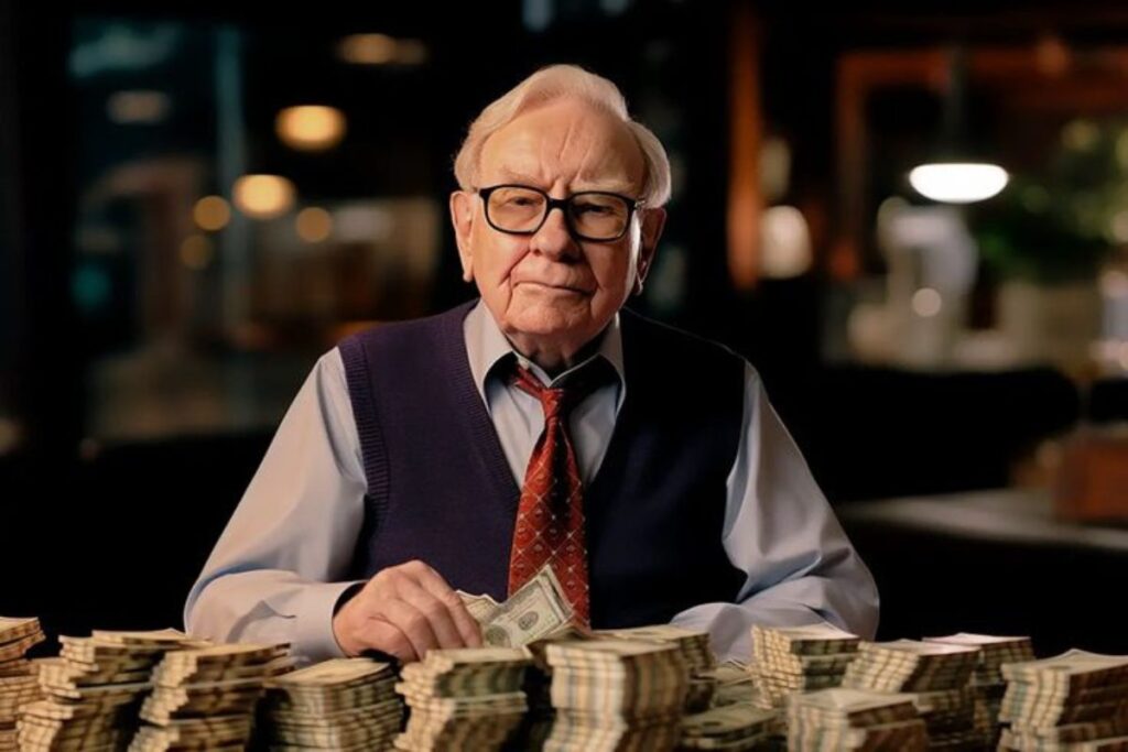 Warren Buffet with loads of cash on the table