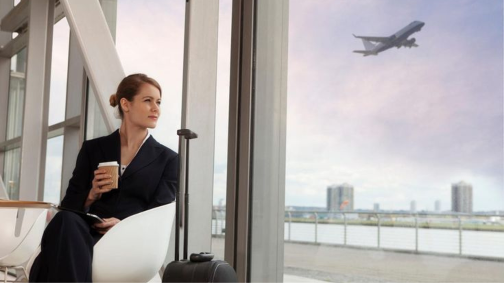 Woman waiting at the airport