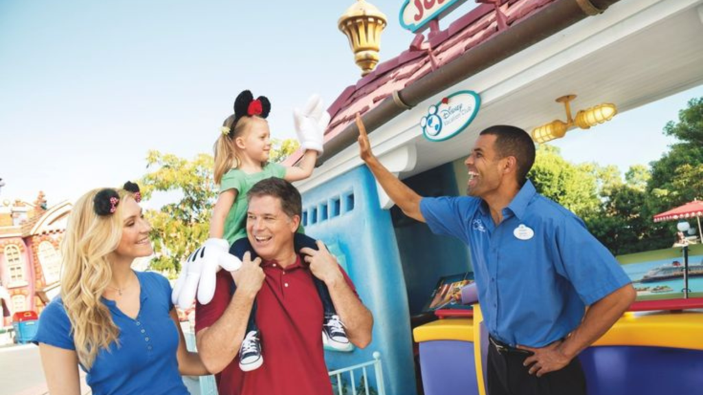 Family touring through Disney World