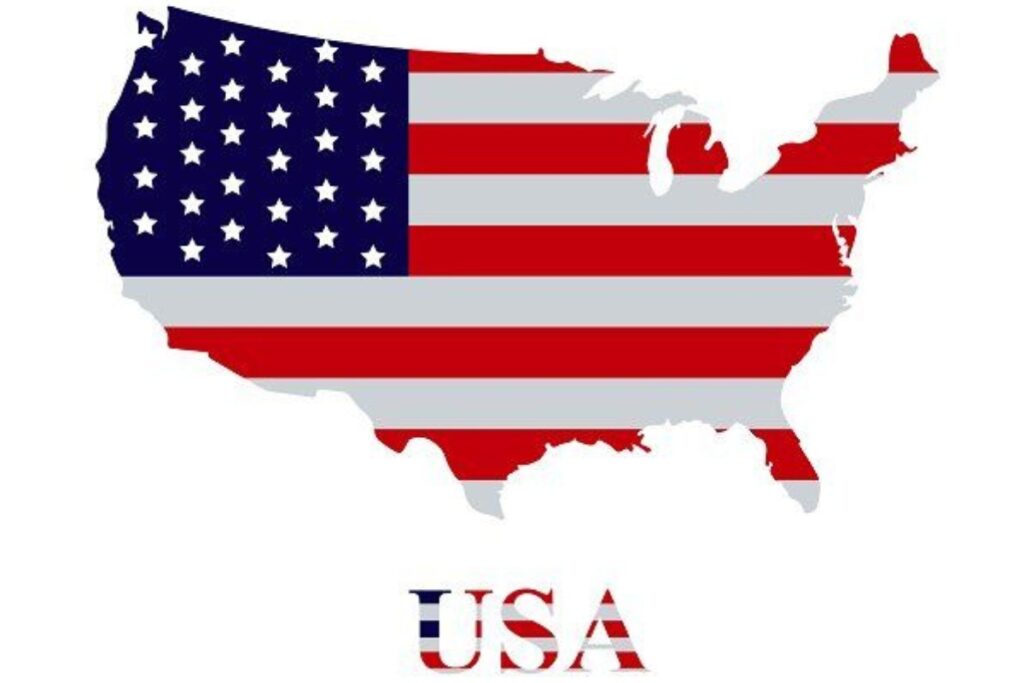 The map of the United States of America