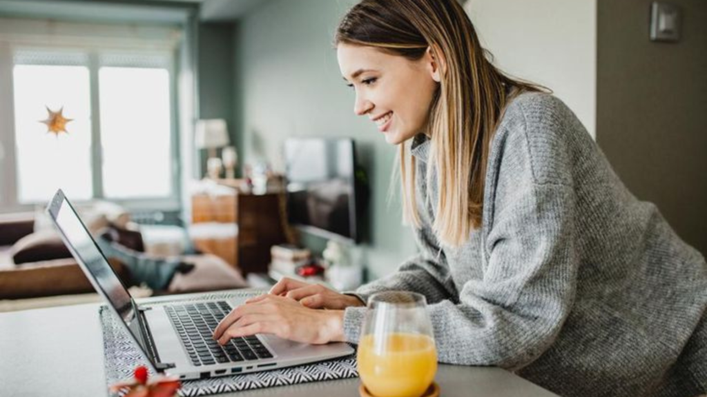 Woman working on her laptop