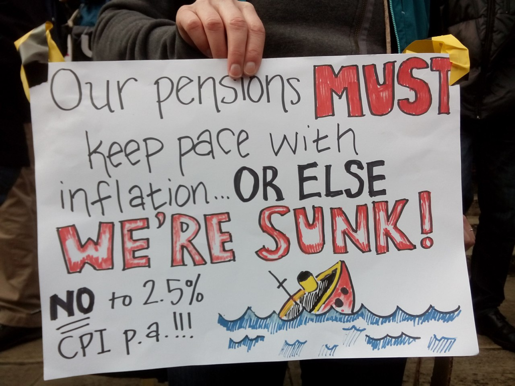 Placard from March 13, 2018, UCU protest, Leeds