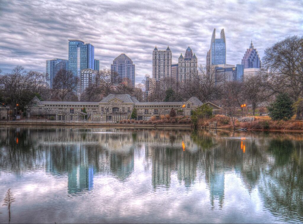 Atlanta reflected in from Lake Clara