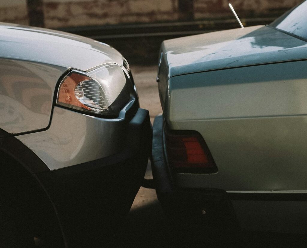 To cars in a slight bump