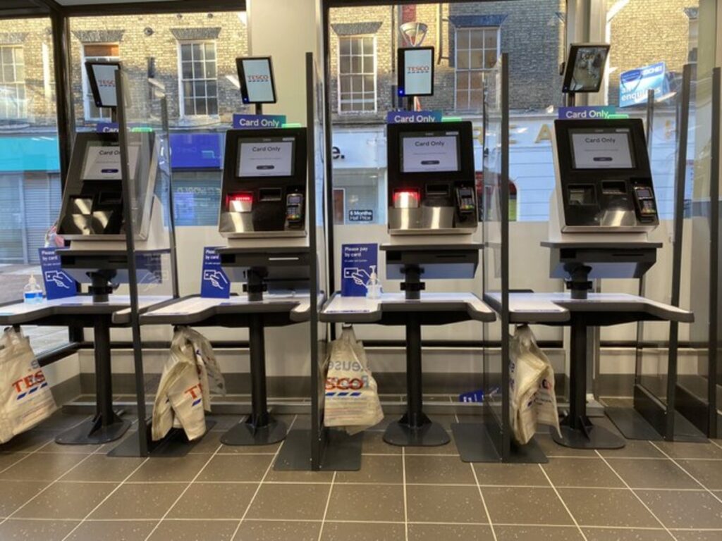 Row of Self-Checkout machines