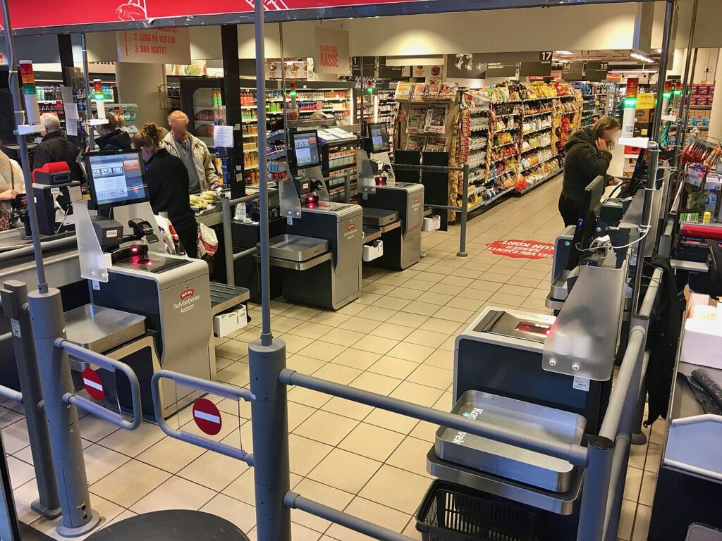 Self-service checkout at Meny Supermarket at Bergen