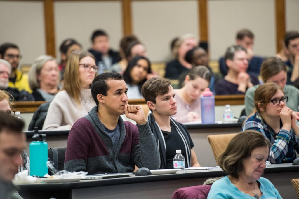 Young adults attending a lecture