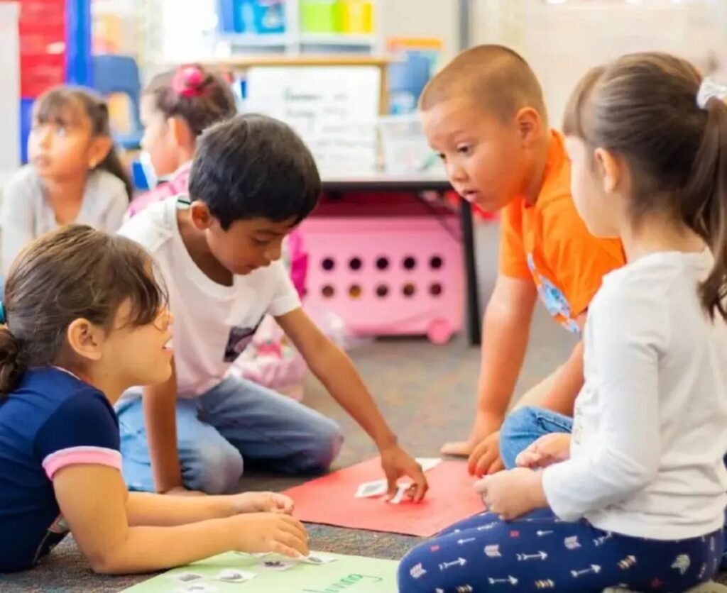 Youngsters playing with toys