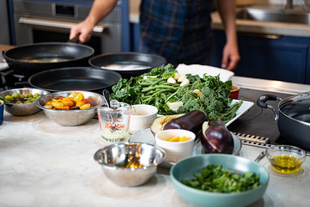 Fresh vegetables in the kitchen area