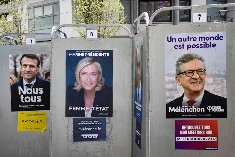 Campaign posters of French politicians