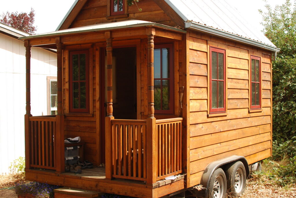 the tiny house on a hot summer morning