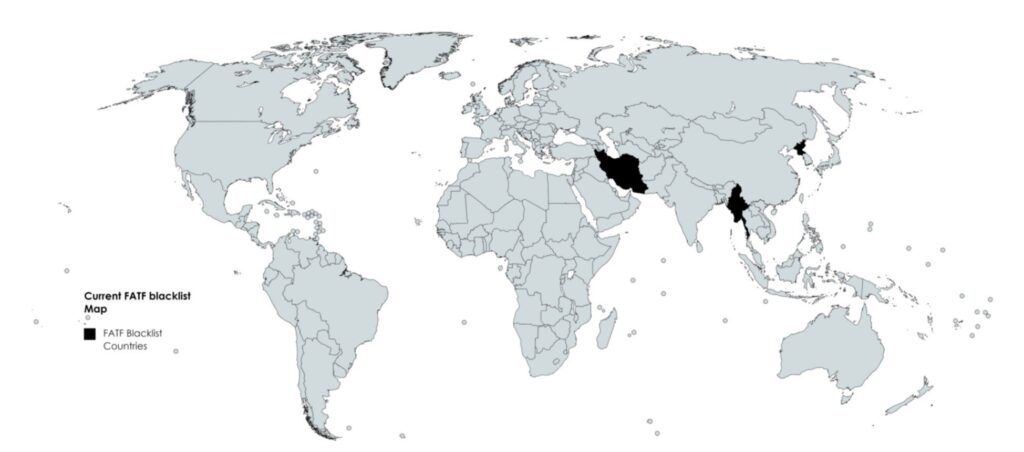 2024 updated map of countries on the FATF blacklist