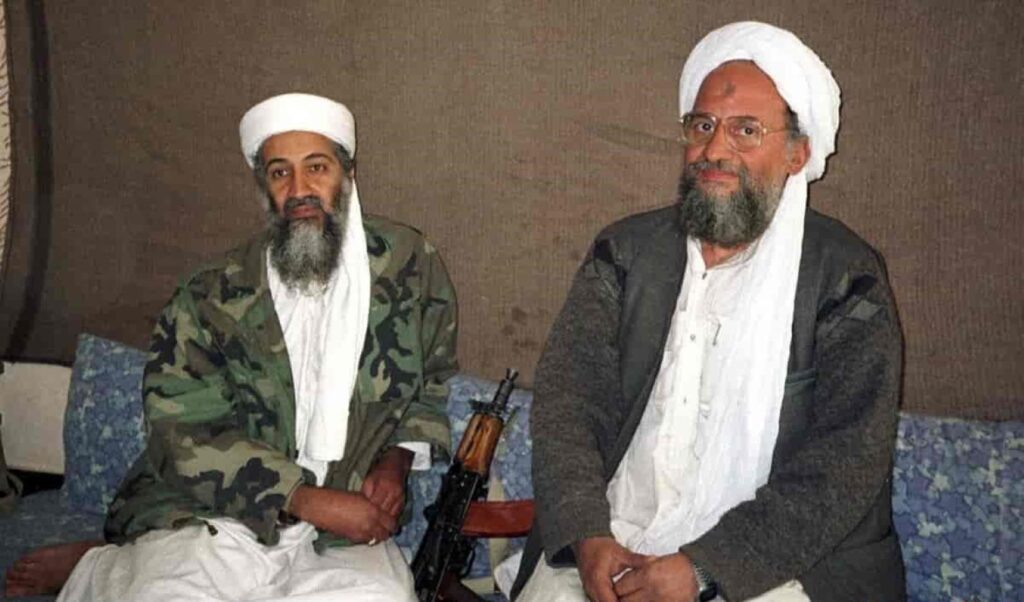 Then-al-Qaeda leader Osama bin Laden and Ayman al-Zawahiri (who became leader after bin Laden died in 2011) in 2001