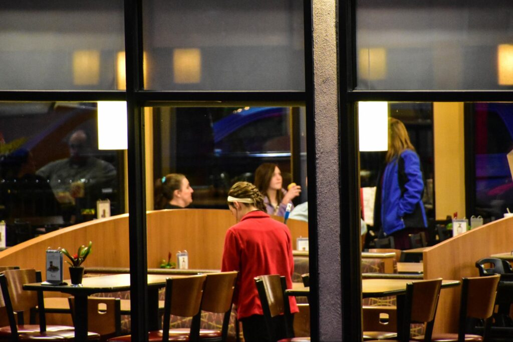 Viewing the inside of a restaurant
