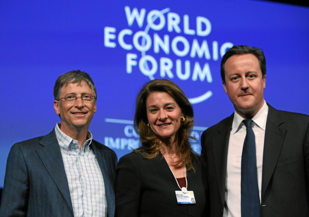 Bill and Melinda Gates with Boris Johnson at the WEF