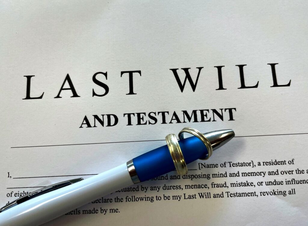 Image showing piece of paper reading 'last will and testament.'