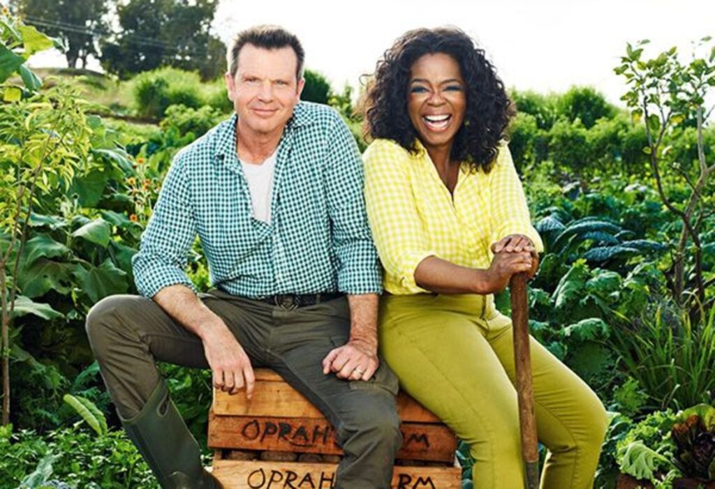 Oprah’s personal trainer with her on a farm