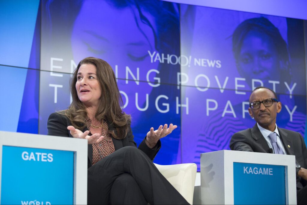 Melinda French Gates and Paul Kagame at the WEF, 2015