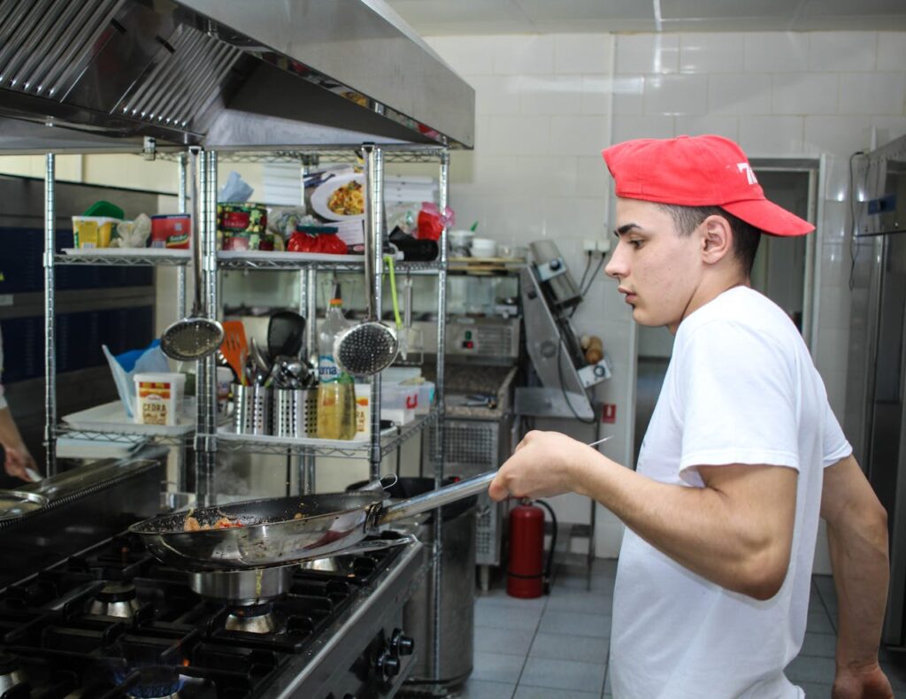 Young man cooking