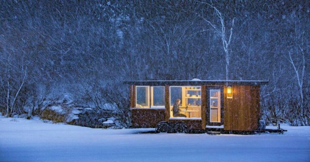 Comfy cabin in winter