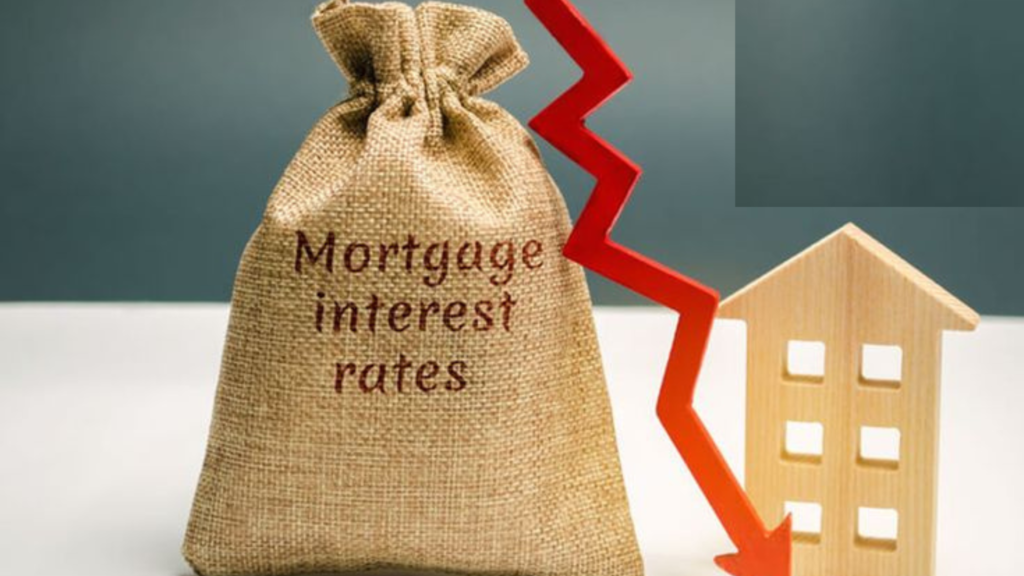 Mortgage interest rate showing dip with arrow