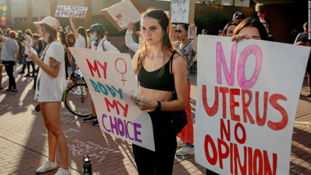 Women in Arizona protesting against abortion laws