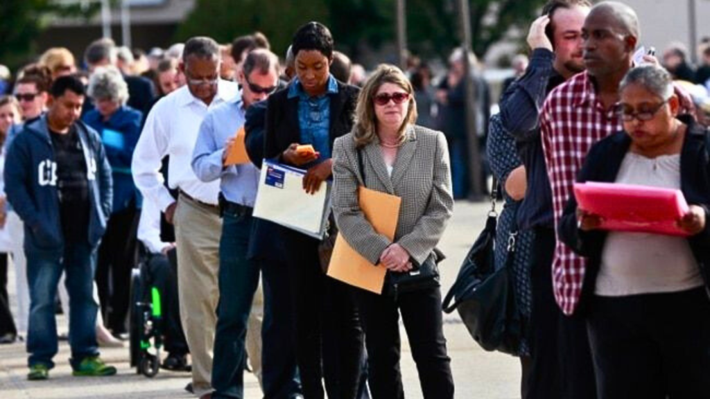 A queue of job seekers