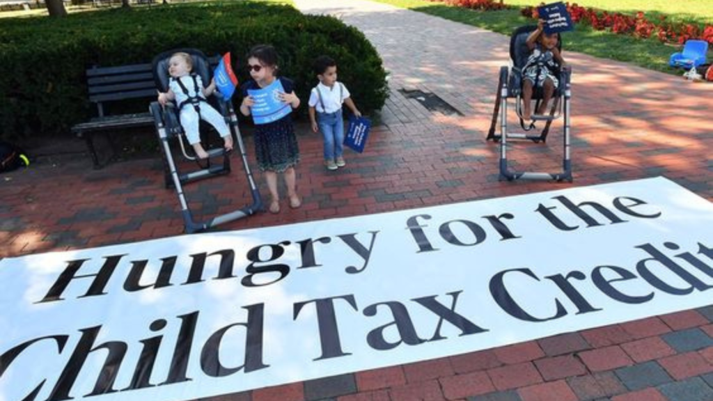 Children protesting about the halt of the child tax credit