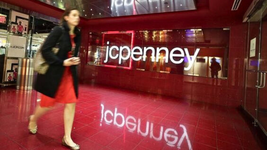 Woman walking out of JC Penney Store