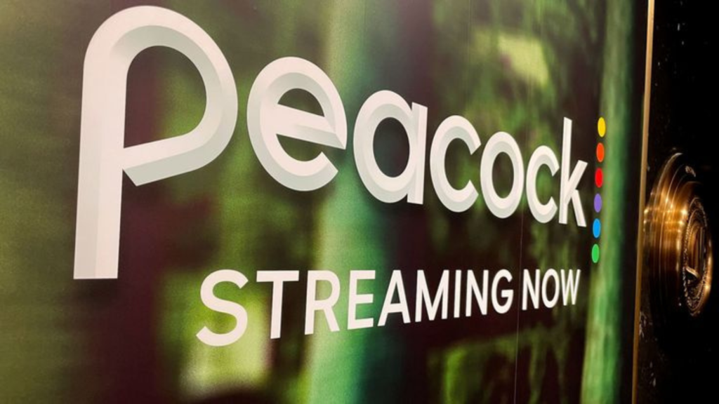 'Peacock Streaming Now' on screen