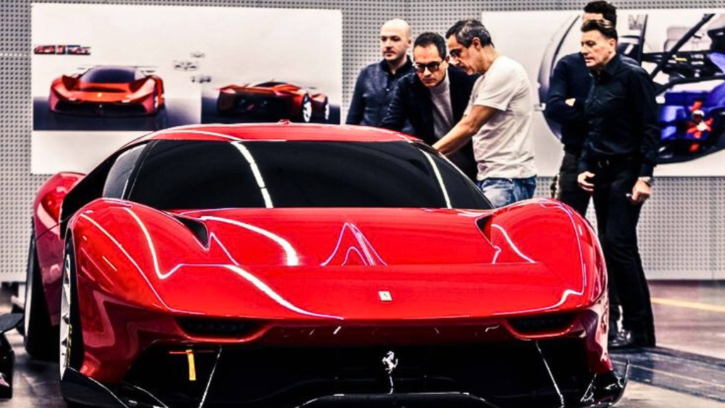 Ferrari car in a showroom