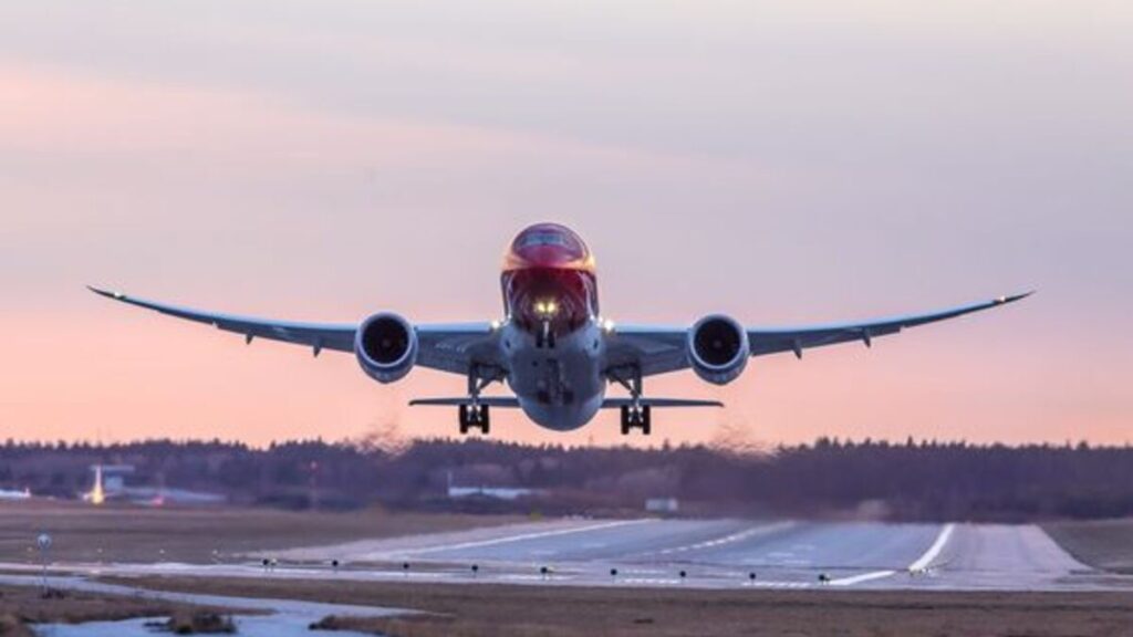 A plane taking off