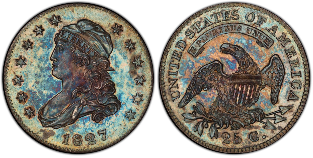 Obverse and Reverse Sides of the 1827 quarter