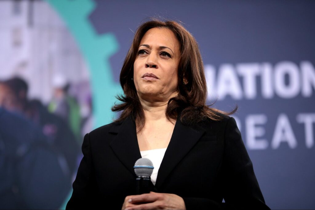 Harris speaking at the 2019 National Forum on Wages and Working People