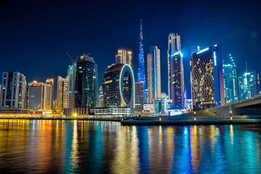 Dubai skyline at night