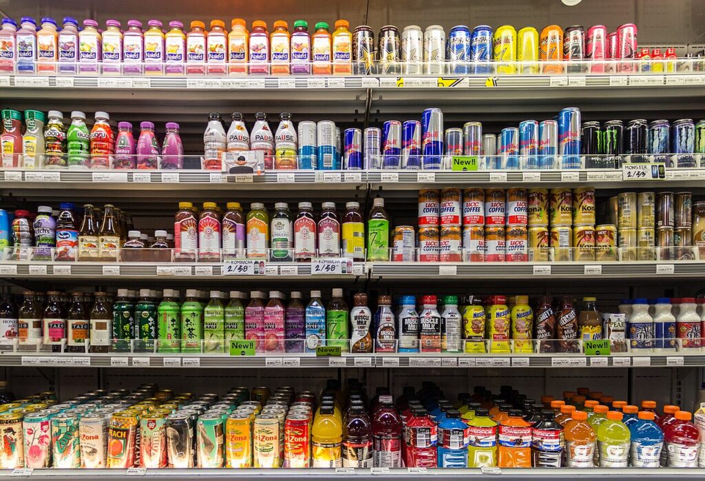 Items on a supermarket shelf